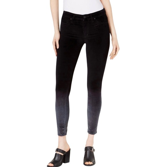 NWT Hudson Nico Super Skinny Ankle Velvet Pants Sz 26 Degrade Black Slate Ombre